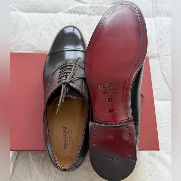NEW! $795 Amedeo Testoni “Trento” Brown Lace Up Cap-toe  display picture 3